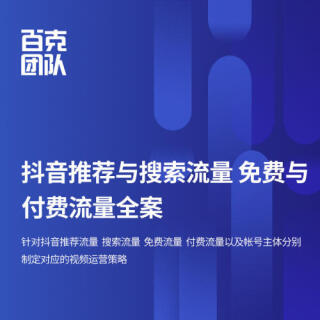 抖音免费流量、付费流量、账号定位等整体解决方案